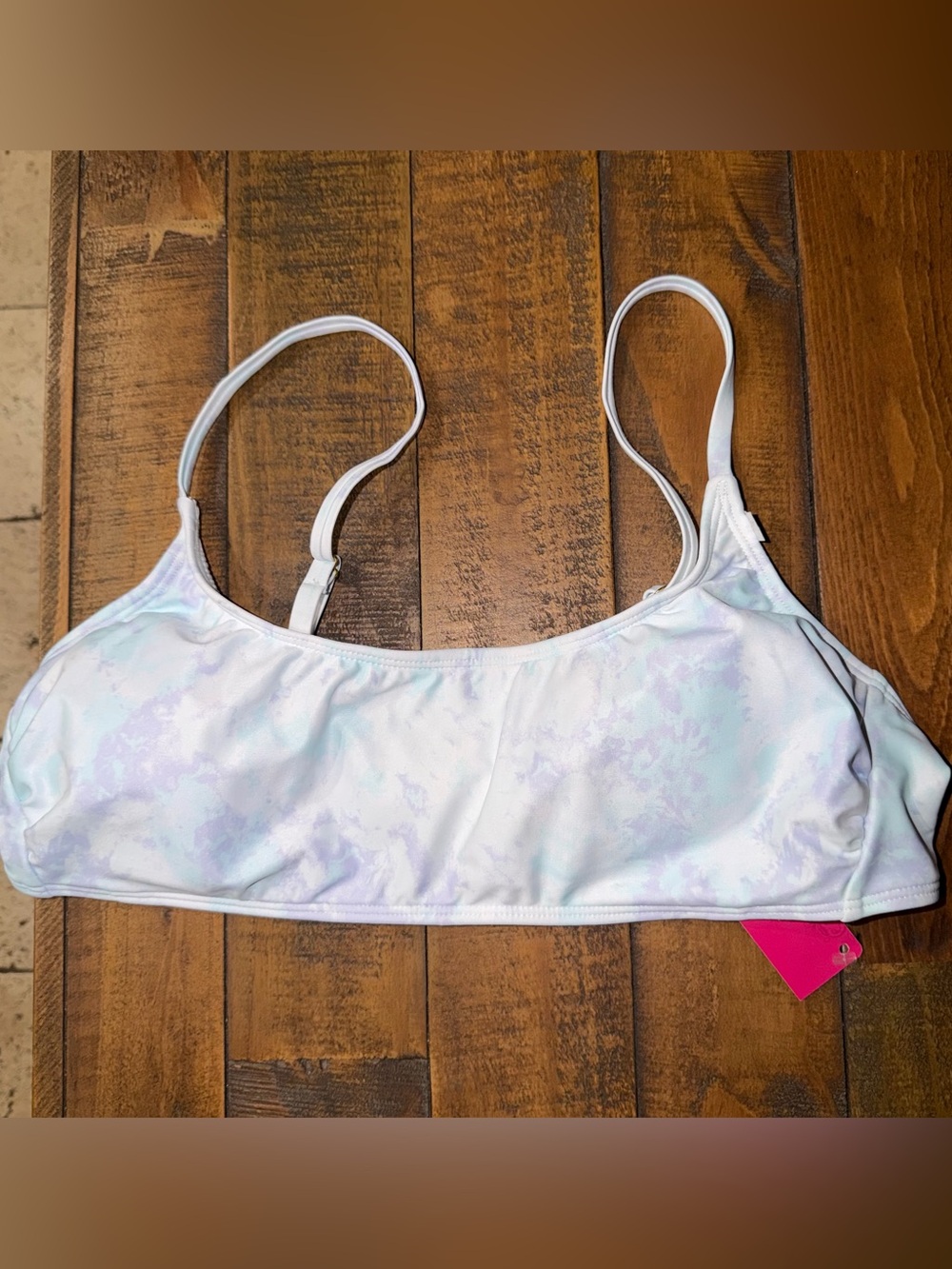 Women’s White Pastel Watercolor Swim Bikini Top